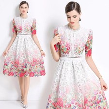 Robe Rose Floral en Dentelle