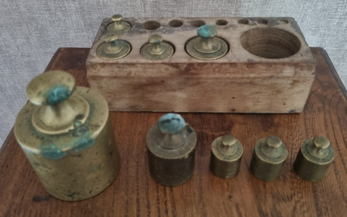 Lot poids anciens laiton - lot,