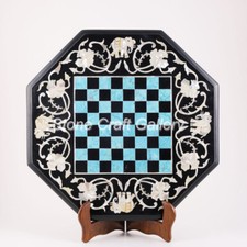 18 " Marbre Échecs Jeu Table Pierre Handmade Incrustation Panneaux