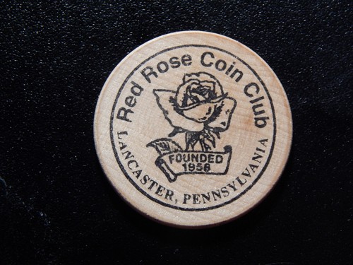 Red rose coin - coin, wooden