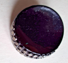 BOUTON ANCIEN ,  1930, 20 mm , verre noir et argent lustré