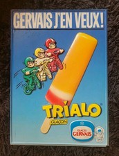 PANNEAU PLASTIQUE PUBLICITAIRE GERVAIS J'EN VEUX GLACES TRIALO GLAÇON BMX 