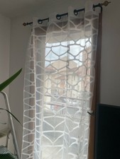 3 paires voilages rideaux 240 X 145 TRANSPARENTS motif design moderne neufs