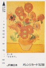Carte Orange JAPON  PEINTURE - VAN GOGH - FLEUR TOURNESOL - PAINTING JAPAN card