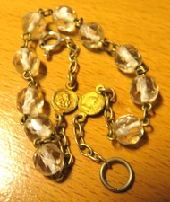 DIZAINIER ancien PERLES CRISTAL facetté MAILLE MÉDAILLES plaqué or COMMUNION