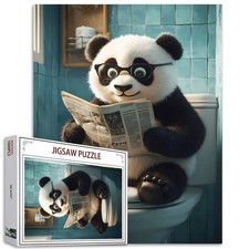 Tucoco Store Puzzle de panda avec journal assis sur un siège de toilettes 1 0...
