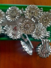 Lot ancien 10 bobèches argentées, pinces pour bougies sapin de Noël