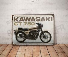 Plaque métal vintage Kawasaki GT750 Enseigne Garage Décoration moto Déco kawa