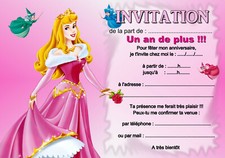 5 ou 12 cartes invitation anniversaire belle au bois dormant  REF 317
