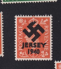 ❤️ Timbre de Jersey Tirage Privé Croix gammée guerre gomme sans charnière 08 ❤️
