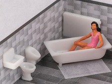 FALLER Aménagement de salle de bain, baignoire, lavabo - HO 1/87 - Faller 180993