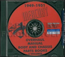 1949 1950 1951 Mercury Atelier Manuel 49 50 Parties Livre CD Réparation Service