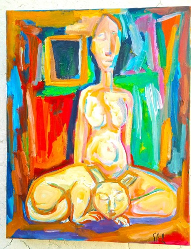 Tableau peinture cubiste acryl
