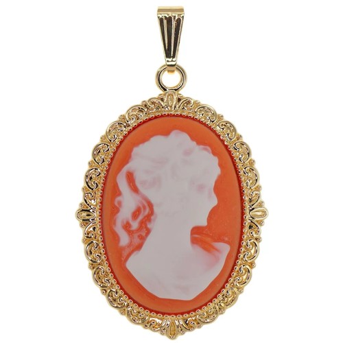 Pendentif forme ovale camée - pendentif, ovale"camée