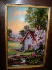 Superbe tableau émaillé Art Nouveau de Camille Fauré à Limoges environ 1920