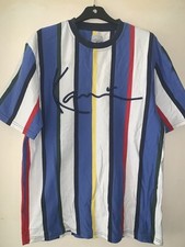 T Shirt Rayé Homme Karl Kani Streetwear Multicolore Bleu Old School Taille S