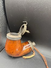 Ancienne Tete De Pipe ( Suede ?) En Bois Et Argent