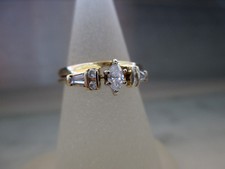 Solide 14K or Jaune 0.43Ct Naturel Diamant Mariage Double Bague, G.I.A