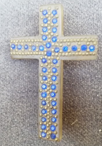 Broche croix ancienne strass - ancienne,
