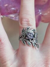 BAGUE ANCIENNE style art déco EN ARGENT 925 marcassites améthyste