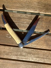 COUTEAU DE PECHE 2 LAME SIGNE JOWIKA irlandais LAME ACIER CARBONE  VERS 1960