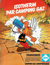 publicité Advertising 0623  1981   Camping Gaz Isotherm  gourde Astérix