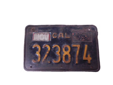 Plaque D'Immatriculation De Moto Vintage Californienne Noire 1962-1969