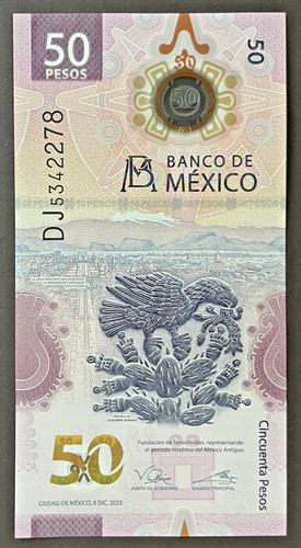 Mexique billet polymere 50 - -,
