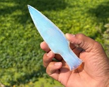 Grande pointe de flèche en cristal d'opalite, fer de lance Athame unique,...
