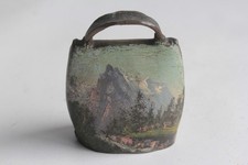 Ancienne cloche peint paysage Souvenir Montagne Suisse (62459)