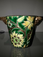 CENDRIER PILON CERAMIQUE LONGWY VERT ET OR