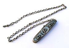 Сouteau ancien chain châtelaine argent massif Bretagne antique silver knife