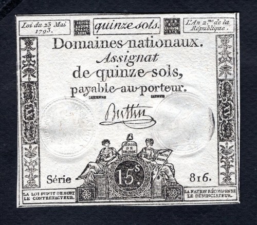 Assignat sols 1793 - un,
