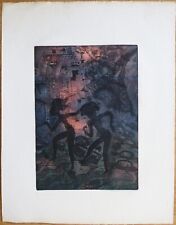 Lithographie eau-forte de MEB artiste trisomique Art Brut Tour Eiffel