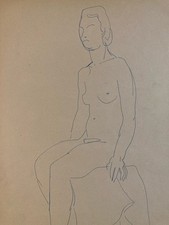 Art Dessin 1945 Encre Femme