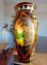 D'Argental vase en cristal multicouche dégagé à l'acide. Paul Nicolas. H29,7cm