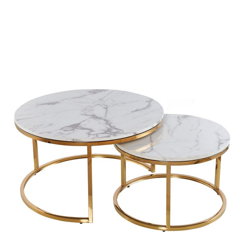 Rond table basse - or, blanc