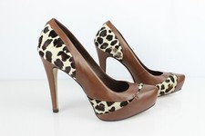 SAN MARINA Escarpins cuir marron fourrure semelle compensée T 36 Très bon état