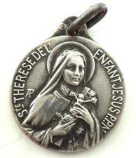 MEDAILLE ARGENT VINTAGE SILVER MEDAL PENDANT - SAINTE THERESE DE L'ENFANT JESUS