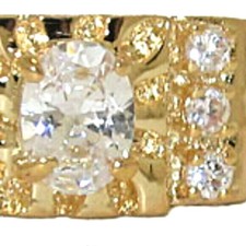 Hommes Bague Manly Bande 18kt or Jaune Ovale Zircone USA Clair Pierre Qualité 12