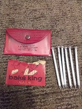 Vintage Bake King Nails Set of 6 with Instructions and Pouch