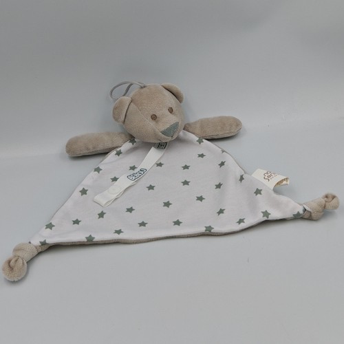 Doudou plat ours - gris, blanc