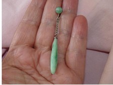 ancienne boucle d'oreille à vis argent massif marcassites pierre verte ? fin XIX