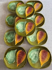 RARE LOT DE 10 ASSIETTES A FROMAGE ET LE BEURRIER EN BARBOTINE SARREGUEMINES