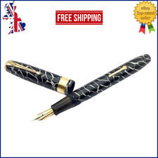 VINTAGE CONWAY STEWART 27 STYLO PLUME GLACE CRAQUELÉE OR 14 CARATS MEDIUM NIB...