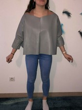 cape en cuir d'agneau gris J. SEBASTIEN VASSAL taille M (38 fr) valeur 350€