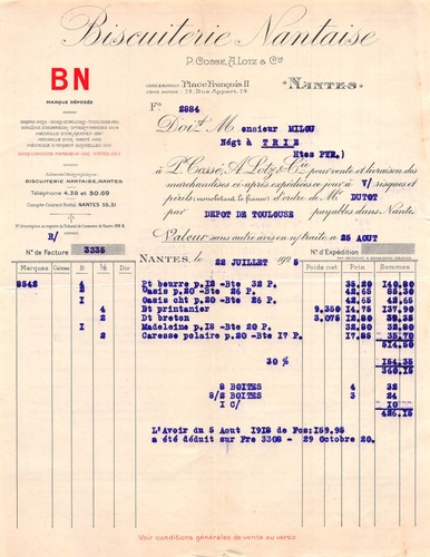 Facture 1925 biscuiterie - ,