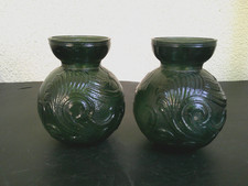 VASES BOULE ART DECO VERT BOUTEILLE LA PAIRE STYLE VERLYS SABINO