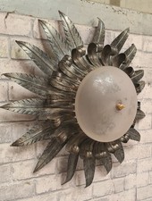 plafonnier ,applique soleil feuilles fer forgé 1970 tres bon etat 50x19