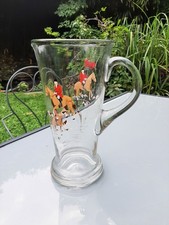 grand pichet cristal chasse a courre annee 50-60 cheval chien venerie vintage